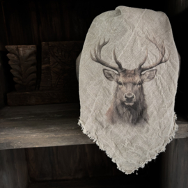 Shabby linnen Rendier 'kleur' (45x45 cm)