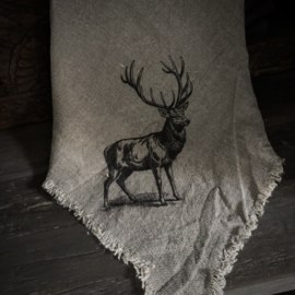 Shabby linnen Rendier 'zwart' (45x45 cm)