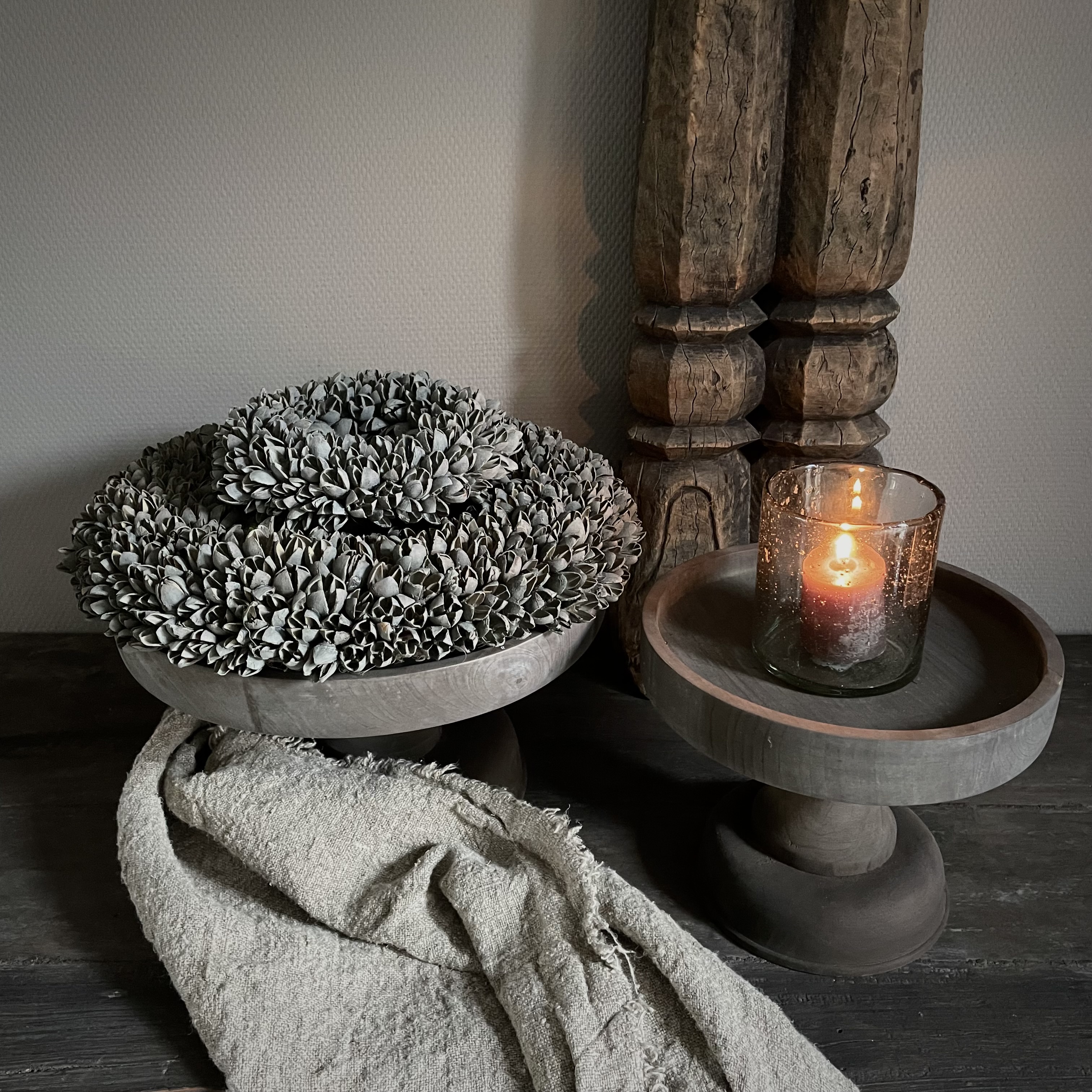 Krans Bakuli 'Grey wash'  (Ø 20 cm)