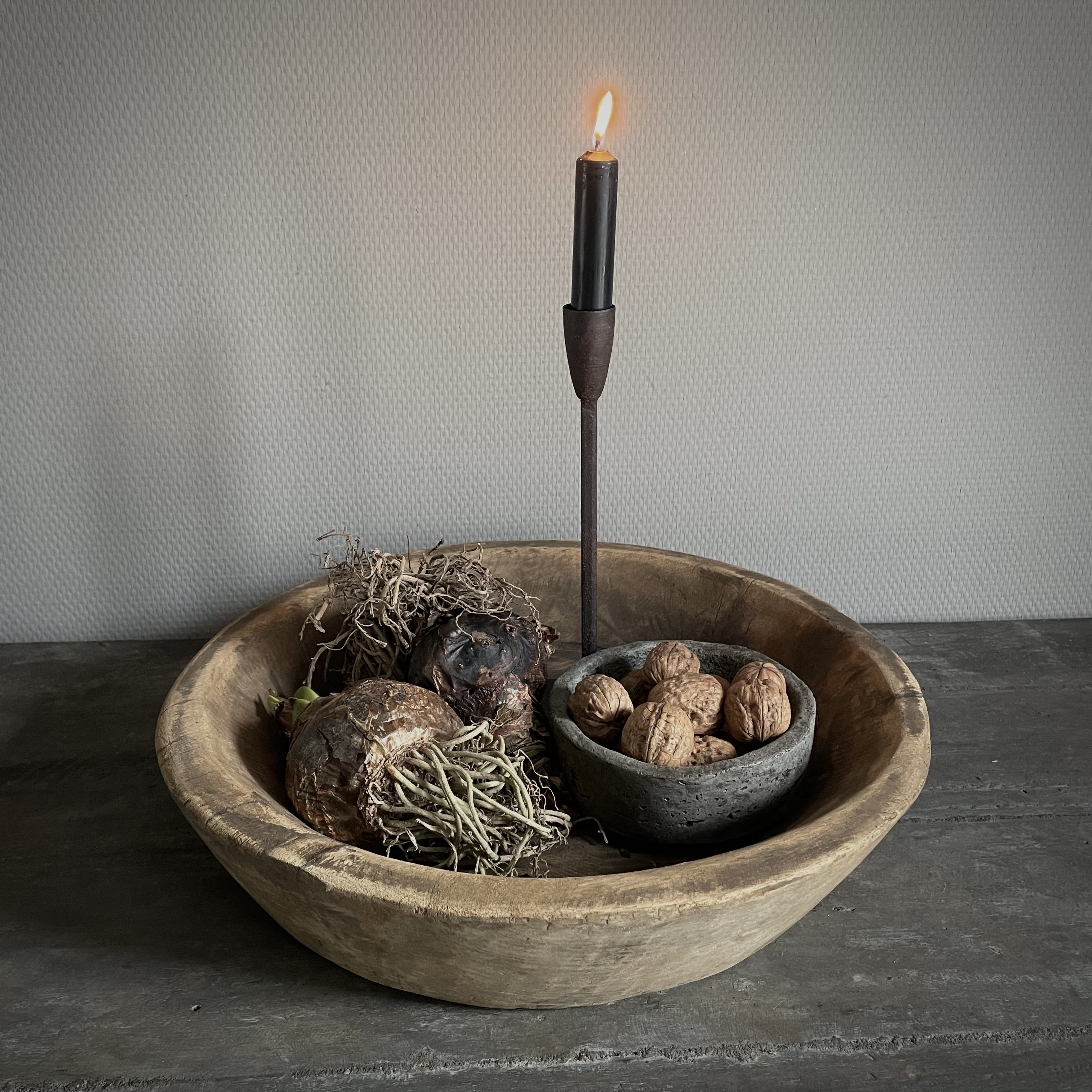 Oude houten schaal Nr 117  (Ø 40,5 cm)