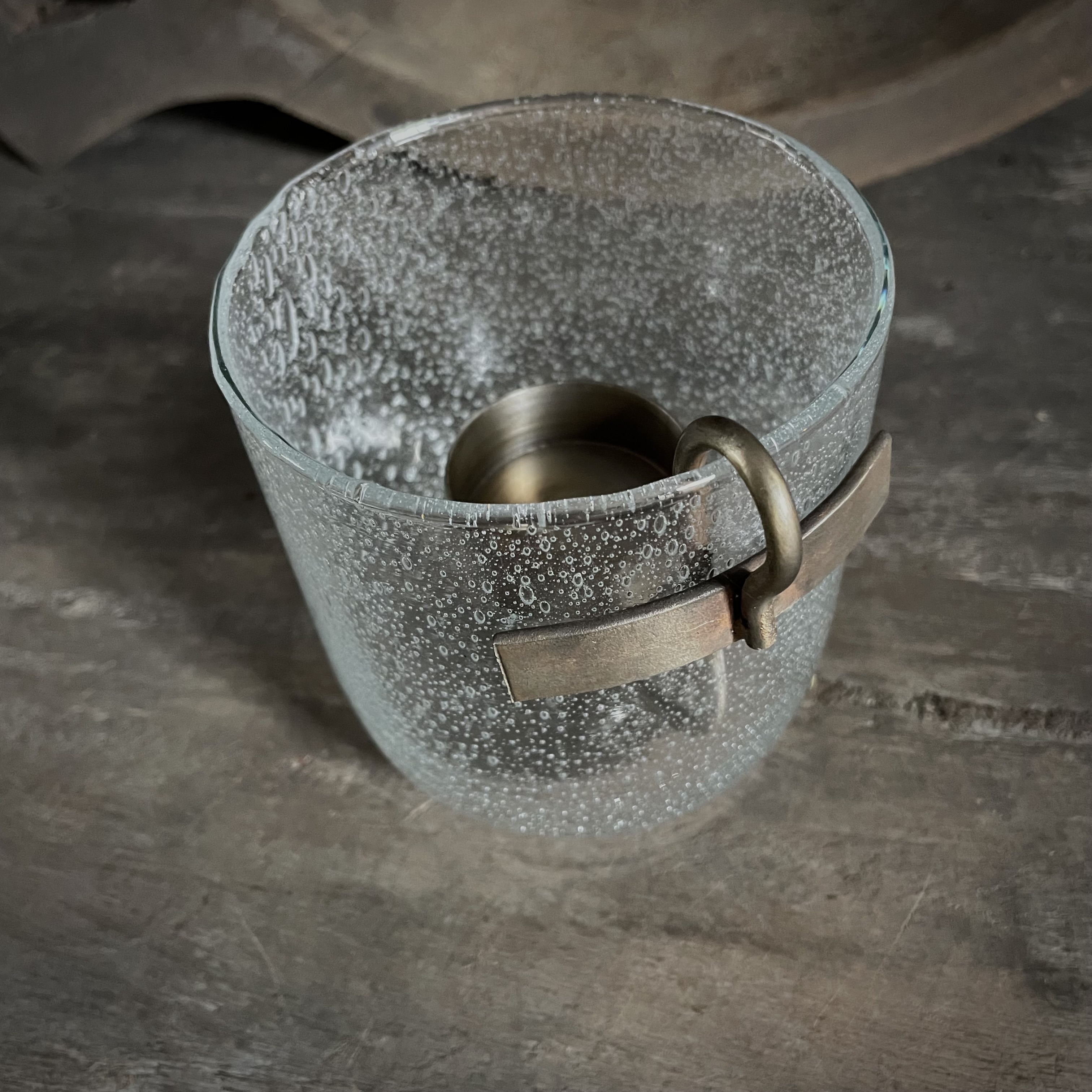 Set bubbel windlicht met glashaak (H 10,5 cm)