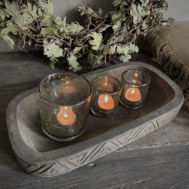 Langwerpige houten schaal 'Carved'