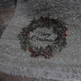 Shabby linnen  "Merry Christmas" krans (30x45 cm)