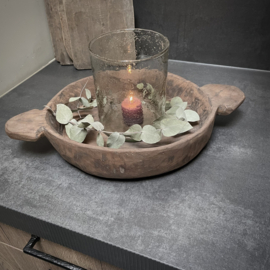 Oud houten schaal ( L 45 cm)