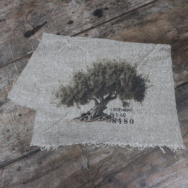 Shabby linnen gekleurde  'Olijfboom' (30x45 cm)
