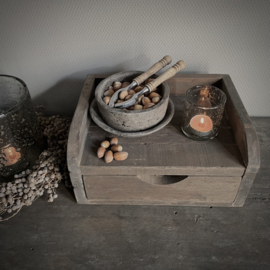 Houten console met 2-vaks lade  (Br 31,5 cm)
