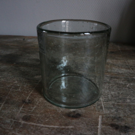 Bubbel windlicht van dik glas. (H 11 cm)