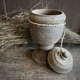 Houten bokaal met deksel (L) (H 25 cm)