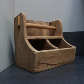 Houten keukenrolhouder 2-vaks.