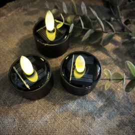 Set van 3 SOLAR  waxinekaarsjes zwart