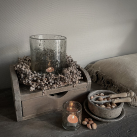 Houten console met 2-vaks lade  (Br 31,5 cm)