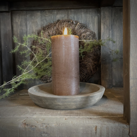 LED wax stompkaars choco bruin L ( H 15 cm)