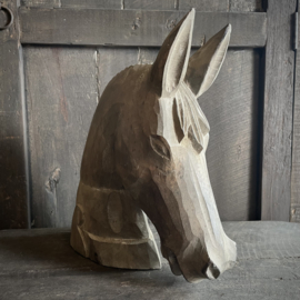 Houten paarden hoofd (H 29,5 cm.)