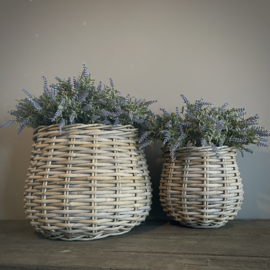 Rattan mand rond M (H 23 cm)