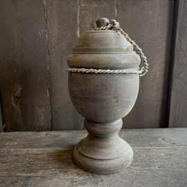 Houten bokaal met deksel (L) (H 25 cm)