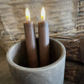 Set van 2 LED kaarsen 'Chocolade bruin' (incl. afstandsbediening)