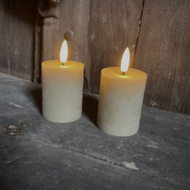 Set van 2 LED wax stompkaarsen bruin ( H 9,5 cm)