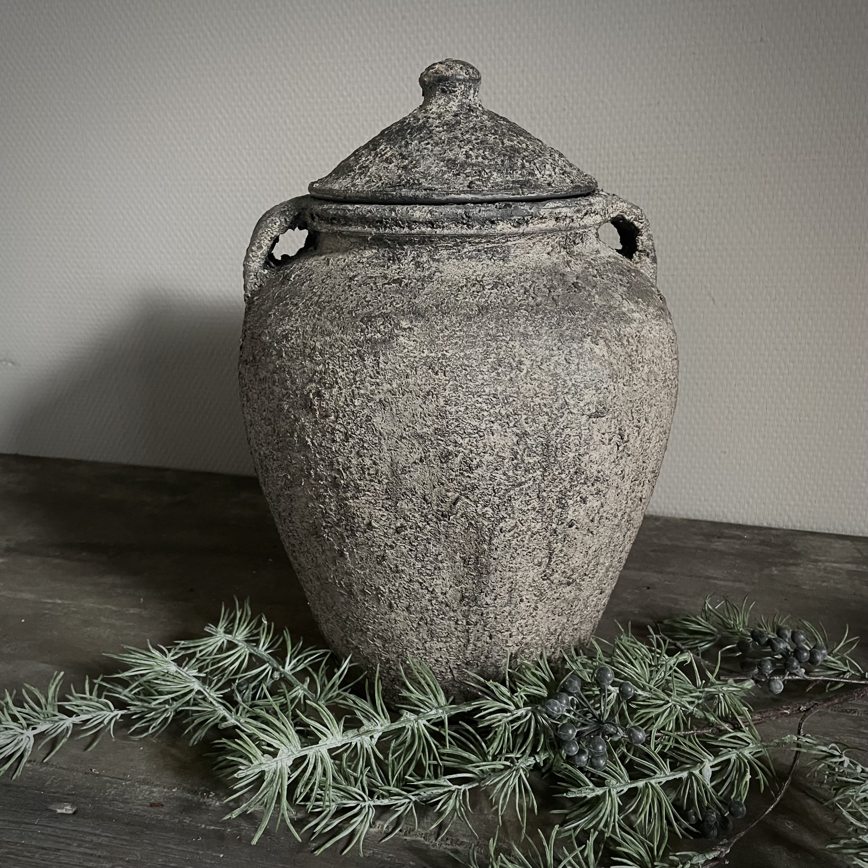 Prachtige kruik/ vaas met deksel (H 36 cm)