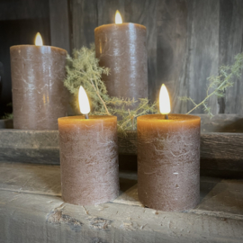 Set van 2 LED wax stompkaarsen Choco ( H 9,5 cm)