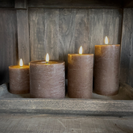 LED wax stompkaars 3D vlam Choco bruin ( dia 10 cm)