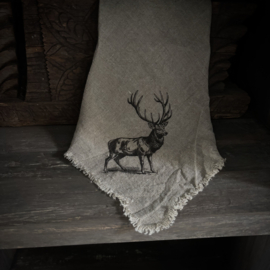 Shabby linnen Rendier 'zwart' (45x45 cm)