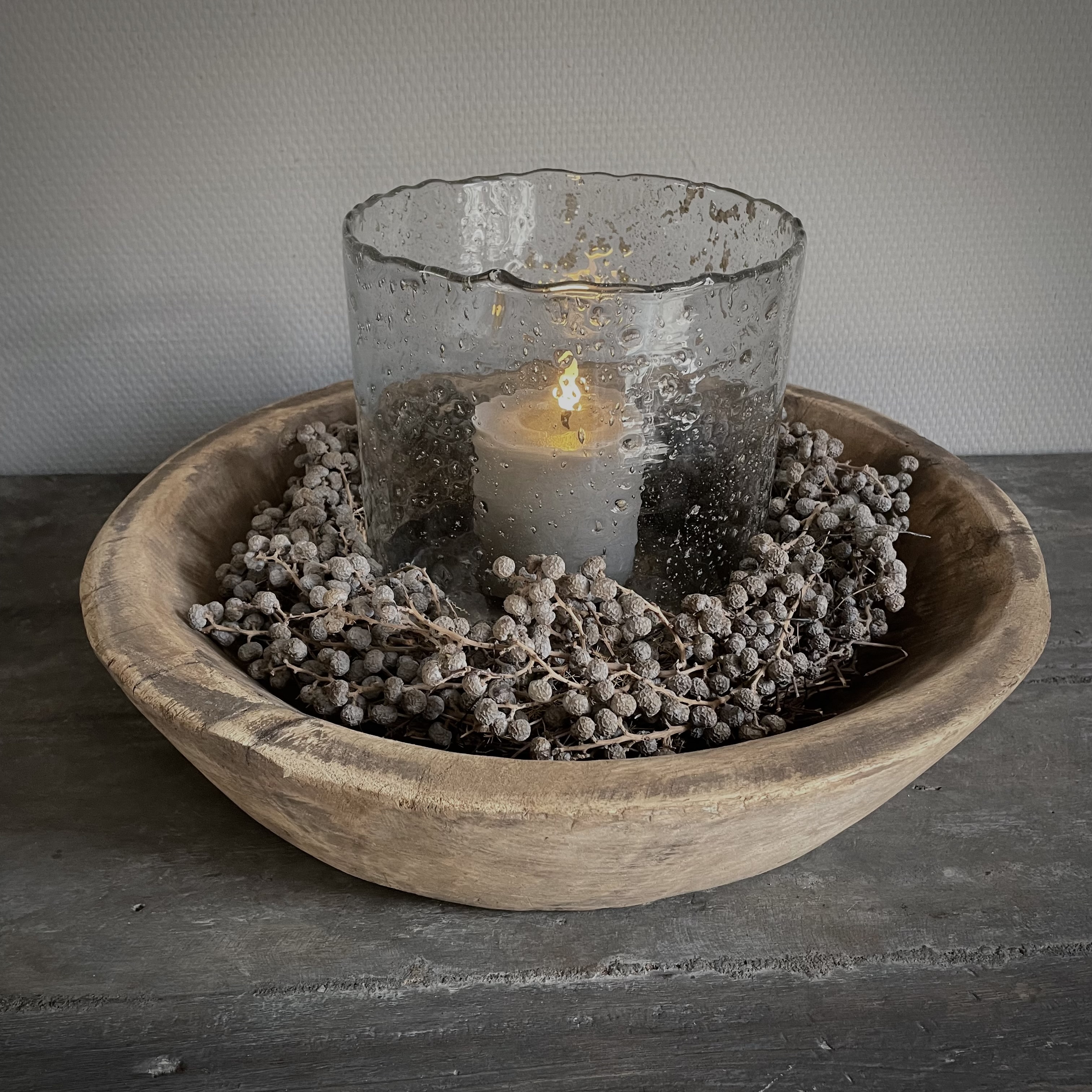 Oude houten schaal Nr 117  (Ø 40,5 cm)