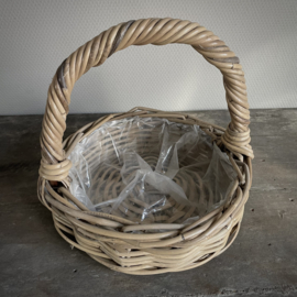 Rattan hengsel mand  (H 25 cm..)