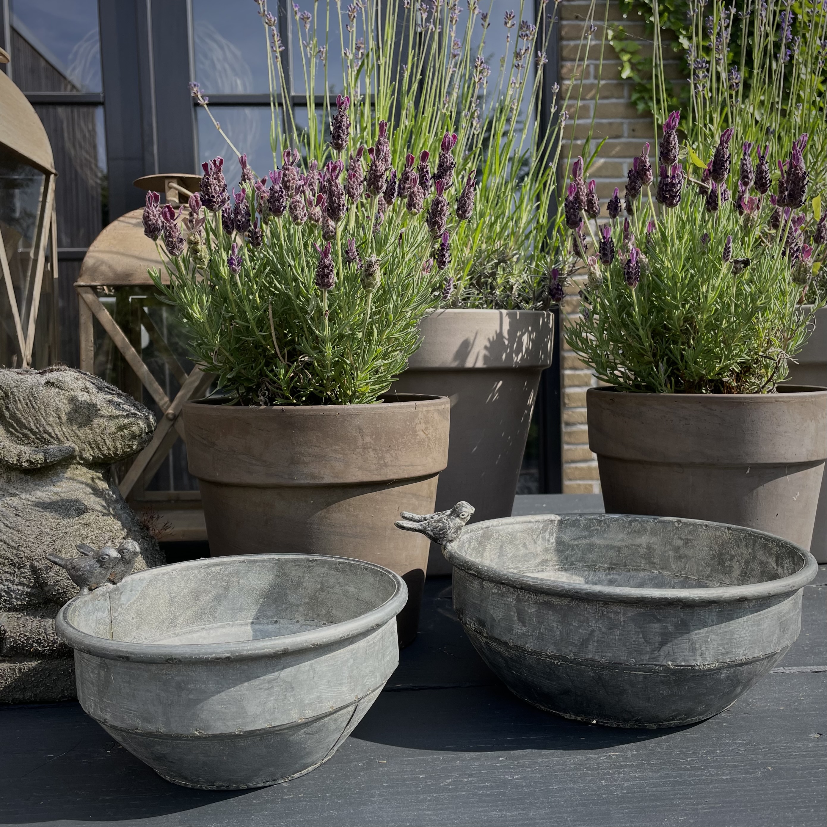 Zinken pot 'vogeltjes' M  (Dia 18 cm)