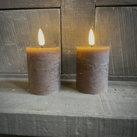 Set van 2 LED wax stompkaarsen Choco ( H 9,5 cm)