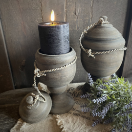 Houten bokaal met deksel (M) (H 22,5 cm)