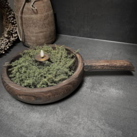 Houten schaal met handvat (L 44 cm)