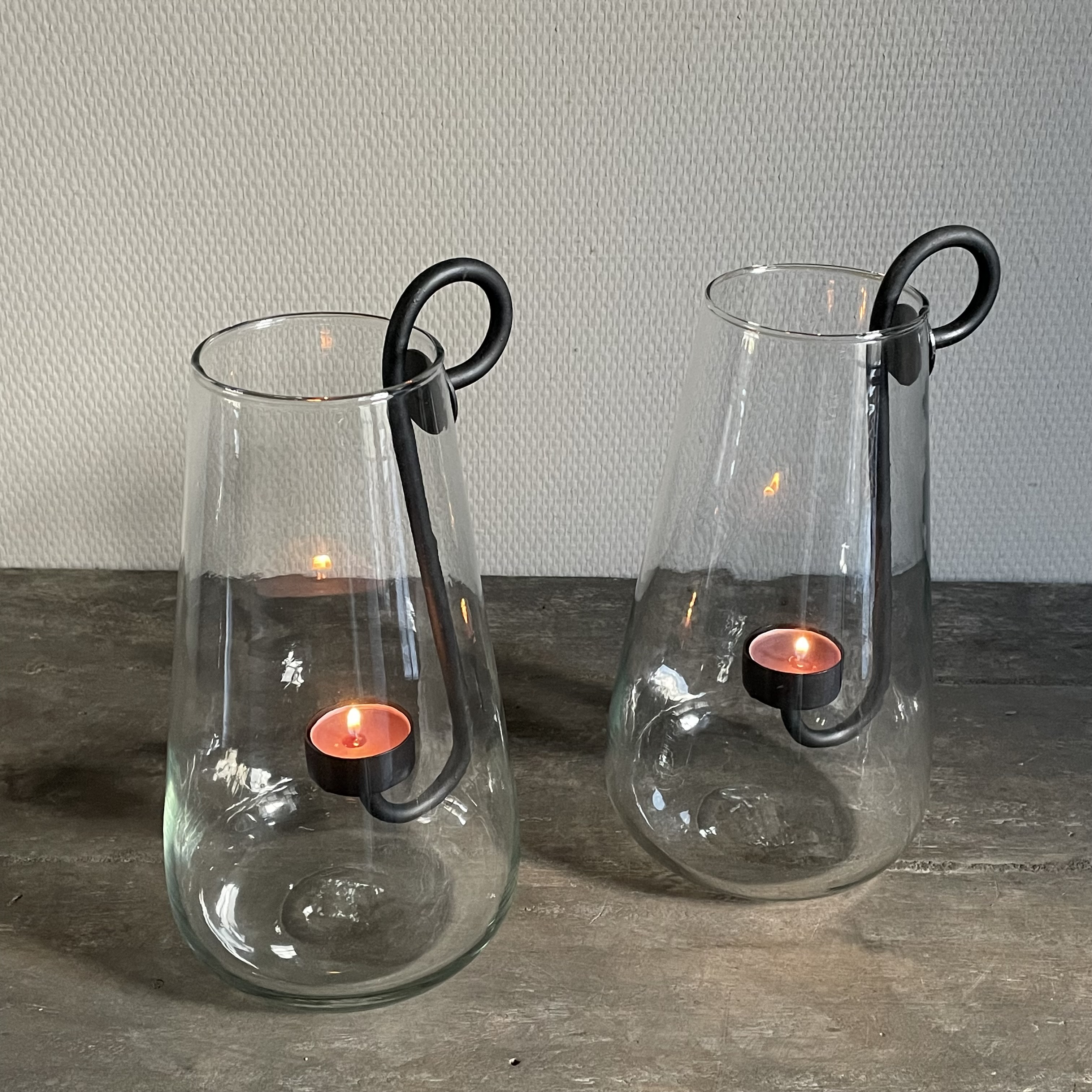 Windlicht met glashaak (H 27 cm.)