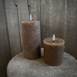 LED wax stompkaars choco bruin L ( H 15 cm)