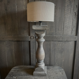 Houten XL balusterlamp inclusief kap  (H 70,5 cm)