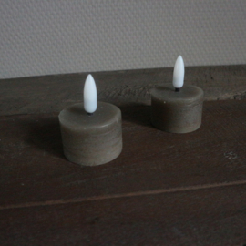 Set van 2 LED waxinekaarsjes 3D vlam( H 2,5 cm) Grijs