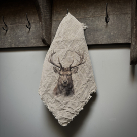 Shabby linnen Rendier 'kleur' (45x45 cm)