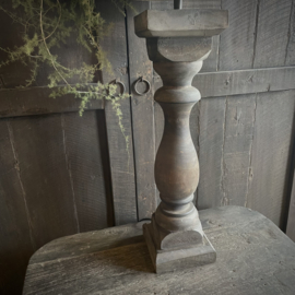 Houten XL balusterlamp inclusief kap  (H 70,5 cm)