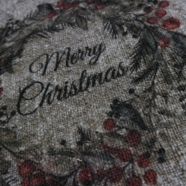 Shabby linnen  "Merry Christmas" krans (30x45 cm)