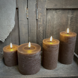 LED wax stompkaars 3D vlam Choco bruin ( dia 10 cm)