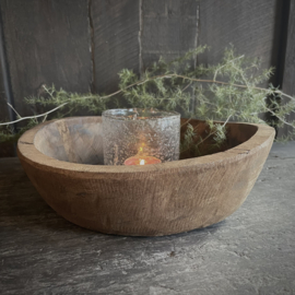 Oud houten schaaltje 8 ( Dia 23,5 cm)