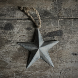 Metalen ster 'zink' aan touw 'S' (15,5 cm)