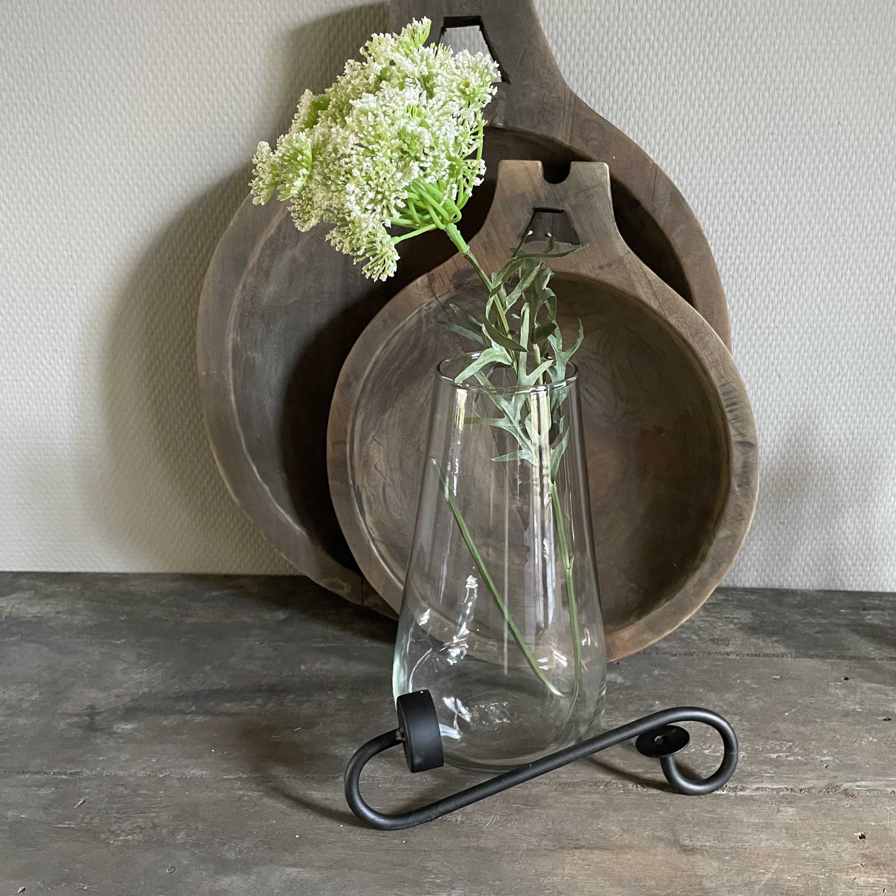 Windlicht met glashaak (H 27 cm.)