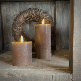 LED wax stompkaars choco bruin L ( H 15 cm)