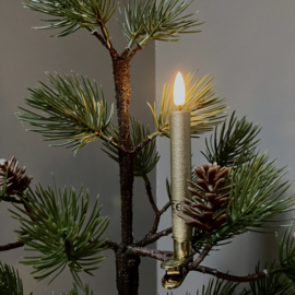 Kerstboomkaarsje met klem 'goud' (H 14,5 cm)