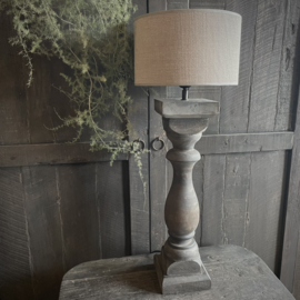 Houten XL balusterlamp inclusief kap  (H 70,5 cm)