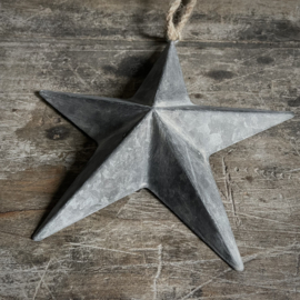 Metalen ster 'zink' aan touw 'M' (22 cm)