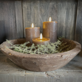 LED wax stompkaars choco bruin M ( H 12,5 cm)