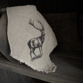 Shabby linnen Rendier 'zwart' (45x45 cm)