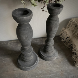 Massief houten kandelaar (40 cm.)