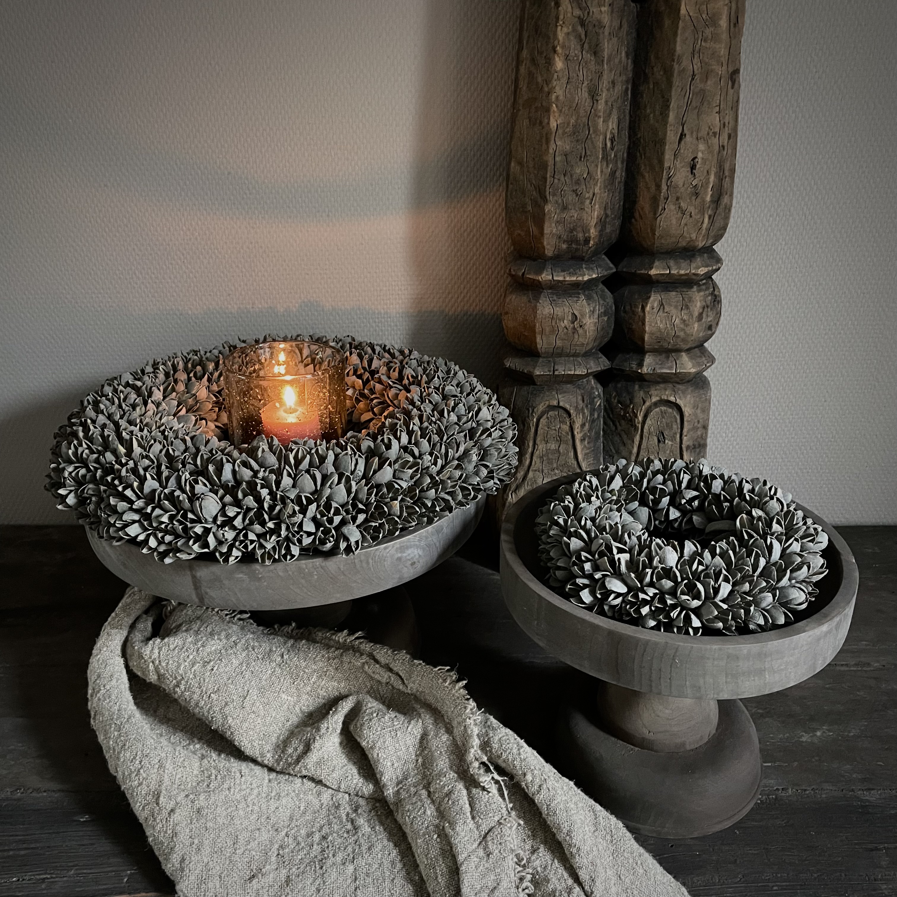 Krans Bakuli 'Grey wash'  (Ø 40 cm)